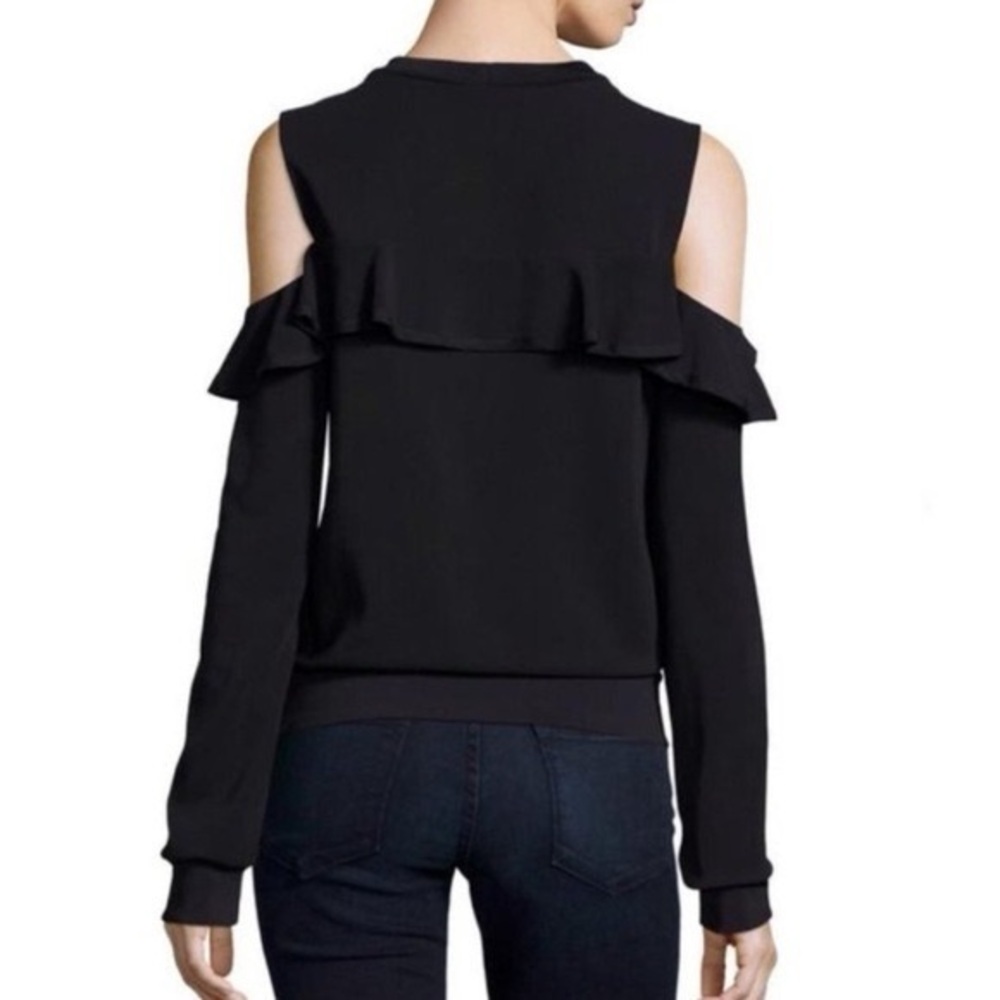 A.L.C. Lindsey Ruffle Cold Shoulder Top Black Size 0